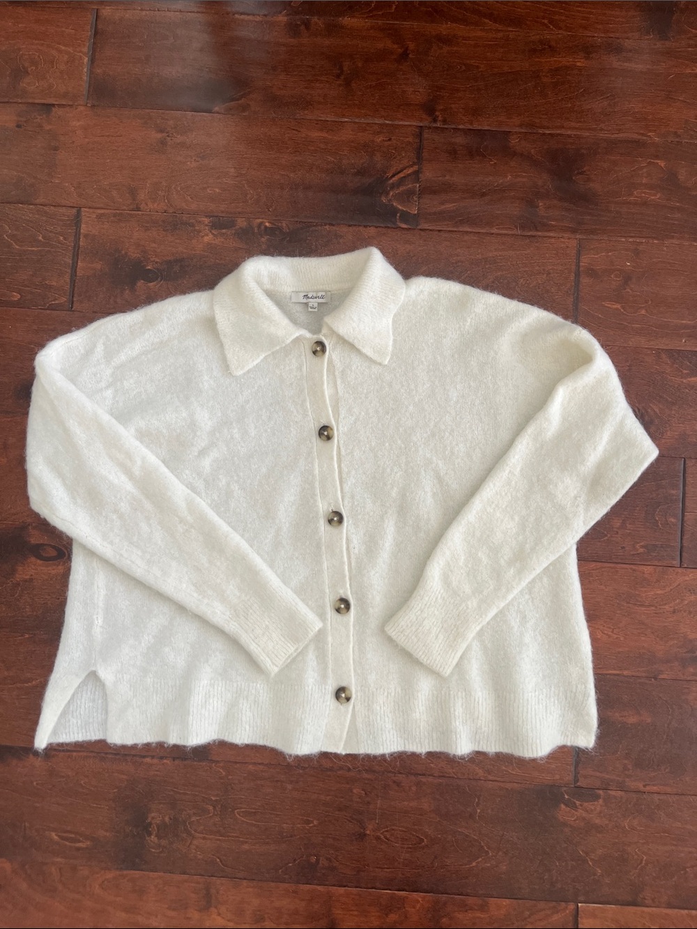 Madewell Carabelle Polo Cardigan Merino Wool Alpaca Blend Size Large White 2021